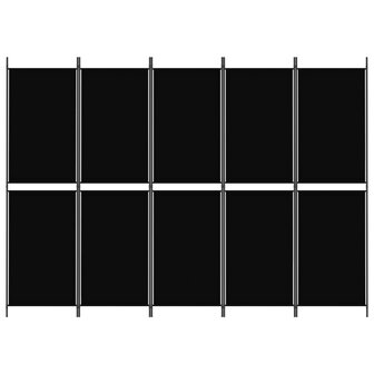 Kamerscherm met 5 panelen 250x180 cm stof zwart 3