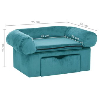 Hondenbank met opslag Turquoise 75 x 50 x 38cm Pluche 8