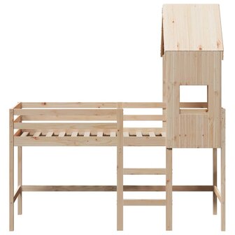 Halfhoogslaper met ladder en bedhuis grenenhout 90x190 cm 4