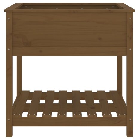 Plantenbak met schap 82,5x82,5x81 cm grenenhout honingbruin