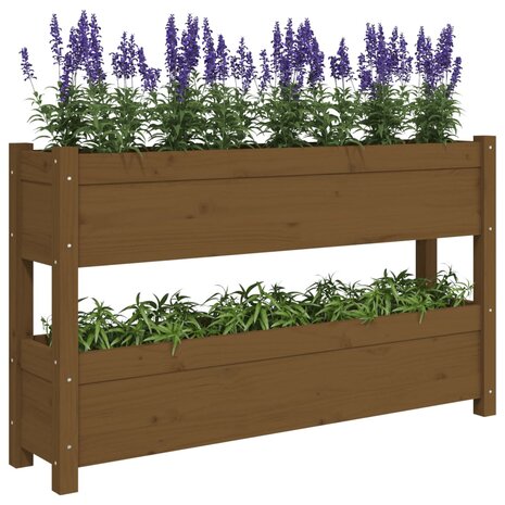 Plantenbak 112x25x66 cm massief grenenhout honingbruin