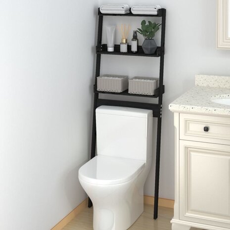 Toiletrek 63,5x32x179 cm massief grenenhout zwart