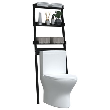 Toiletrek 63,5x32x179 cm massief grenenhout zwart