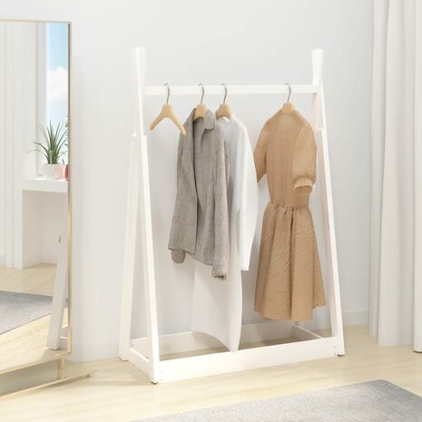 Kledingrek 100x45x150 cm massief grenenhout wit
