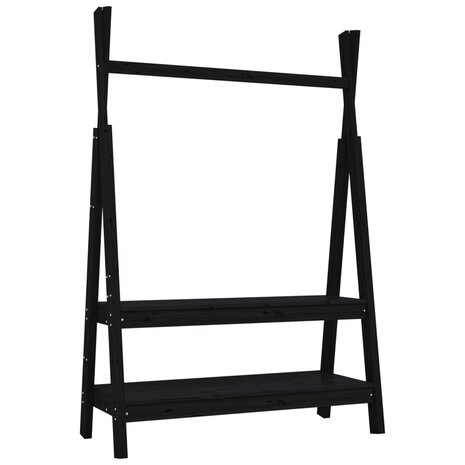 Kledingrek 100x45,5x150 cm massief grenenhout zwart