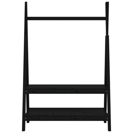 Kledingrek 100x45,5x150 cm massief grenenhout zwart