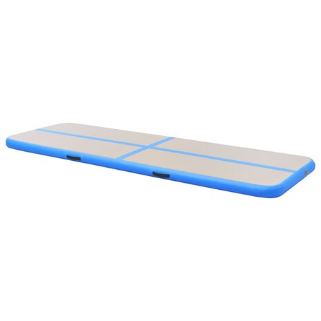 Gymnastiekmat met pomp opblaasbaar 800x100x10 cm PVC blauw
