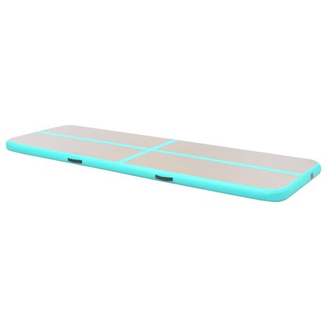 Gymnastiekmat met pomp opblaasbaar 800x100x10 cm PVC groen