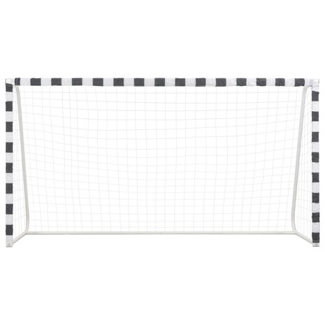 Voetbaldoel 300x160x90 cm metaal zwart en wit