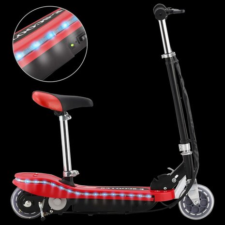 Step elektrisch met zitje en LED 120 W rood