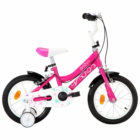Kinderfiets 14 inch zwart en roze