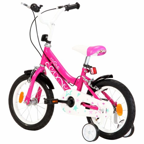 Kinderfiets 14 inch zwart en roze