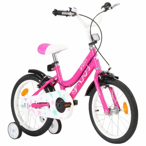 Kinderfiets 16 inch zwart en roze
