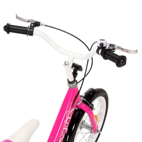 Kinderfiets 16 inch zwart en roze