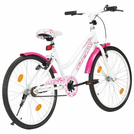 Kinderfiets 24 inch roze en wit