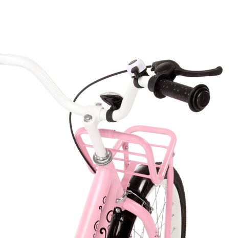 Kinderfiets met voordrager 18 inch roze en zwart