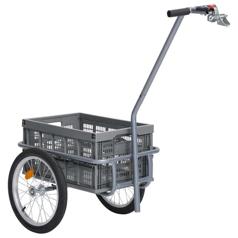 Fietskar met inklapbare transportbox 50 L 150 kg grijs
