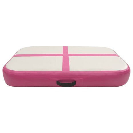 Gymnastiekmat met pomp opblaasbaar 60x100x10 cm PVC roze
