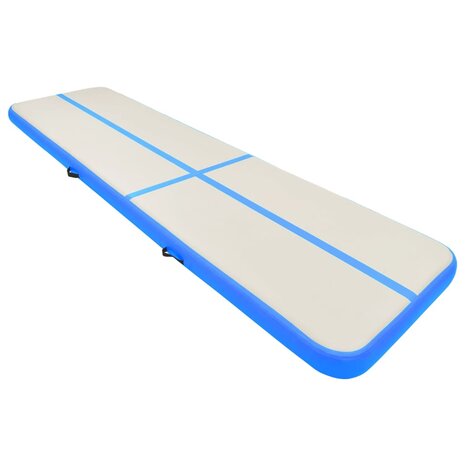 Gymnastiekmat met pomp opblaasbaar 600x100x20 cm PVC blauw