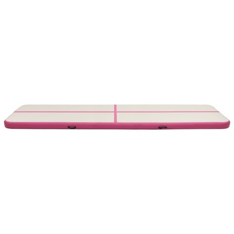 Gymnastiekmat met pomp opblaasbaar 700x100x20 cm PVC roze