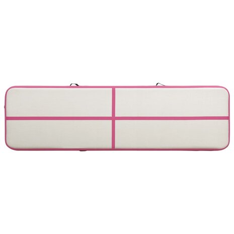 Gymnastiekmat met pomp opblaasbaar 700x100x20 cm PVC roze