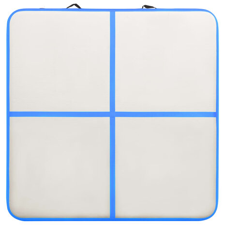 Gymnastiekmat met pomp opblaasbaar 200x200x10 cm PVC blauw