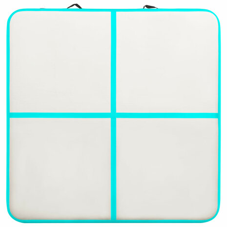 Gymnastiekmat met pomp opblaasbaar 200x200x15 cm PVC groen