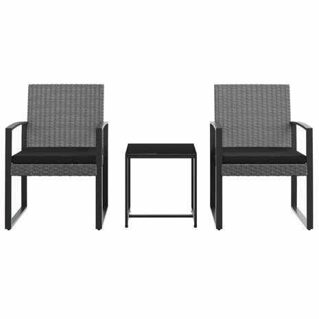 3-delige Tuinset met kussens polypropeen rattan donkergrijs 8720845758646 3