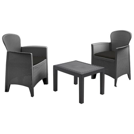 ProGarden 3-delige Tuinset met kussens Akita antracietkleurig 8009271591042 2