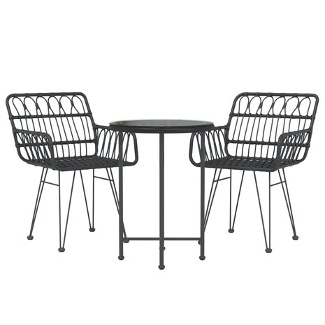 3-delige Tuinset poly rattan zwart 8720845818197 3