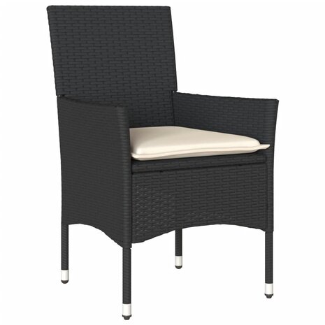 3-delige Tuinset met kussens poly rattan en glas zwart 8721102491054 3