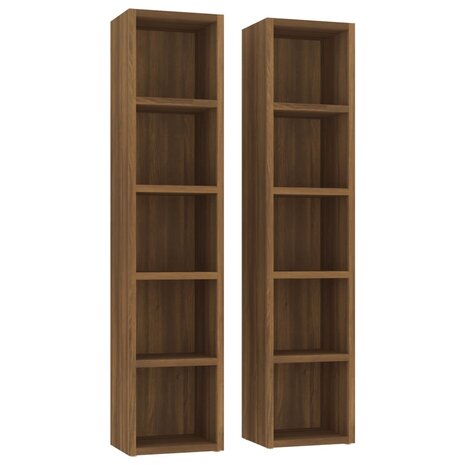 CD-kasten 2 st 21x16x93,5 bewerkt hout bruineikenkleurig 8720286975527 2