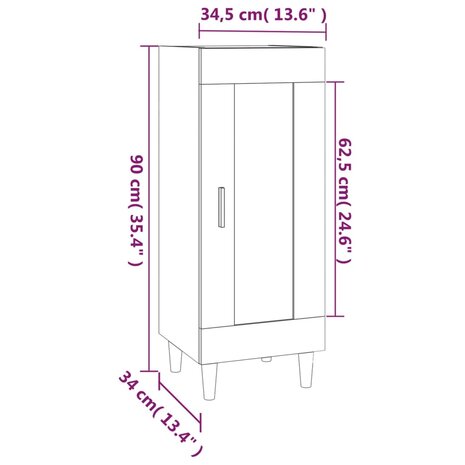 Dressoir 34,5x34x90 cm bewerkt hout gerookt eiken 8720287085577 9