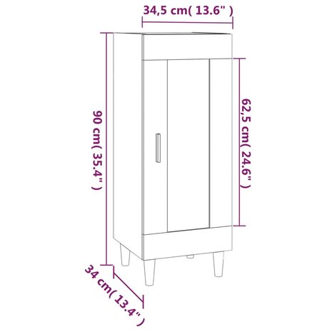 Dressoir 34,5x34x90 cm bewerkt hout bruin eikenkleur 8720287085591 9