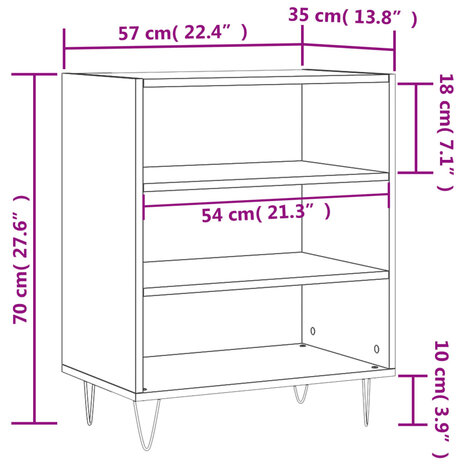 Dressoir 57x35x70 cm bewerkt hout zwart 8720845907365 9