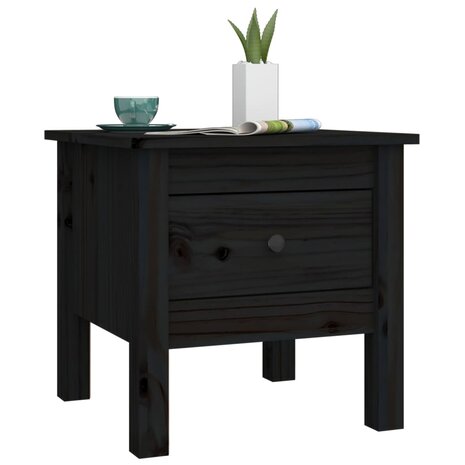 Bijzettafel 40x40x39 cm massief grenenhout zwart 8720286922835 4