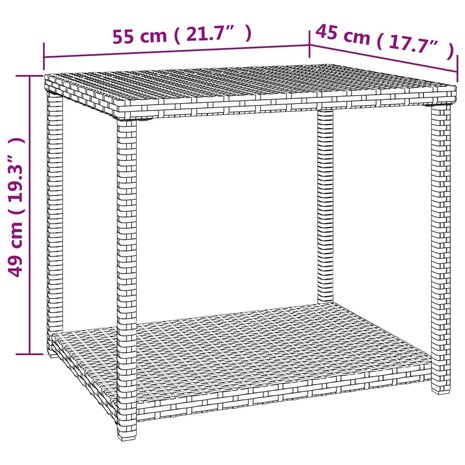 Bijzettafel 55x45x49 cm poly rattan bruin 8720845679101 6