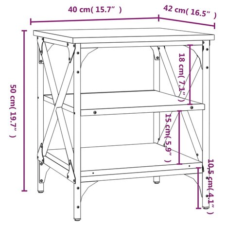 Bijzettafel 40x42x50 cm bewerkt hout bruin eikenkleur 8720845718107 9