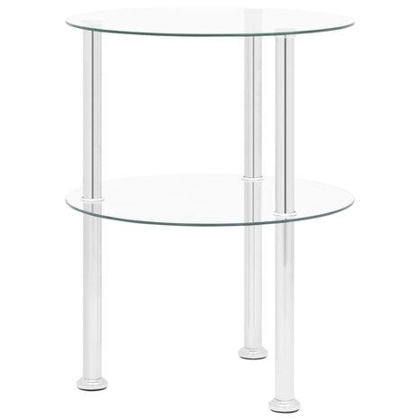 Bijzettafel 2-laags 38 cm gehard glas transparant 8720286057155 1