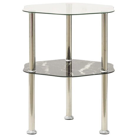 Bijzettafel 2-laags 38x38x50 cm gehard glas transparant zwart 8720286057209 1