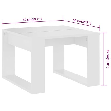 Bijzettafel 50x50x35 cm bewerkt hout wit 8720286611593 7