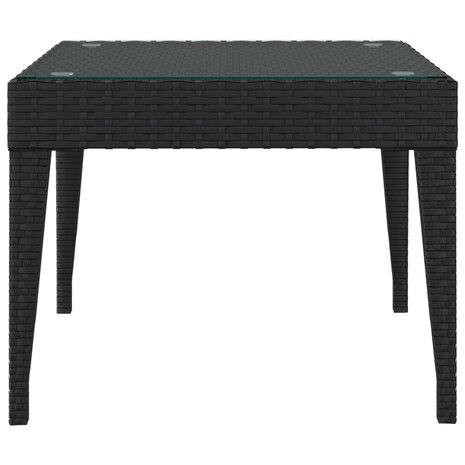 Bijzettafel 50x50x38 cm poly rattan en gehard glas zwart 8720845679071 3