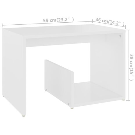 Bijzettafel 59x36x38 cm bewerkt hout wit 8720286558973 6