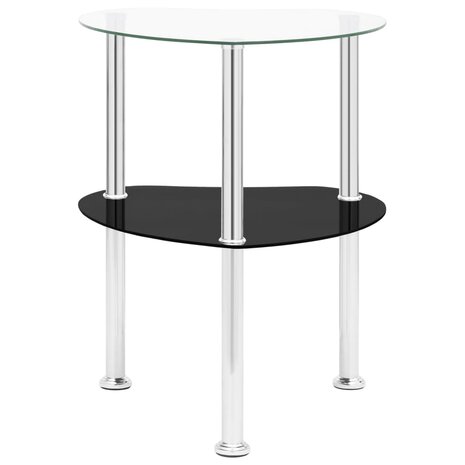 Bijzettafel 2-laags 38x38x50 cm gehard glas transparant zwart 8720286057148 2