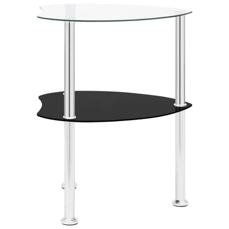 Bijzettafel 2-laags 38x38x50 cm gehard glas transparant zwart 8720286057148 3