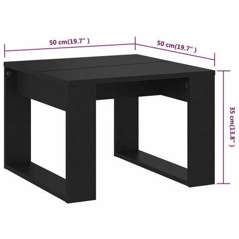 Bijzettafel 50x50x35 cm spaanplaat zwart 8720286611609 7