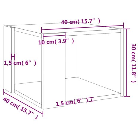 Salontafel 40x40x30 cm bewerkt hout sonoma eikenkleurig 8720286542354 7