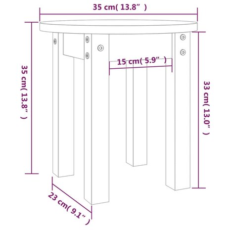 Salontafel Ø 35x35 cm massief grenenhout honingbruin 8720287208372 8