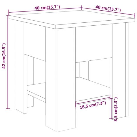 Salontafel 40x40x42 cm bewerkt hout hoogglans wit 8720286836187 6