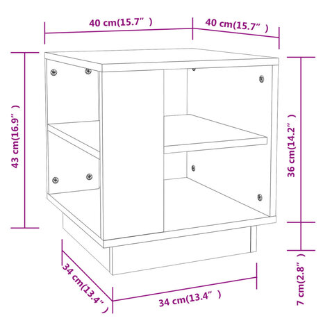 Salontafel 40x40x43 cm bewerkt hout bruin eikenkleur 8720286837757 7